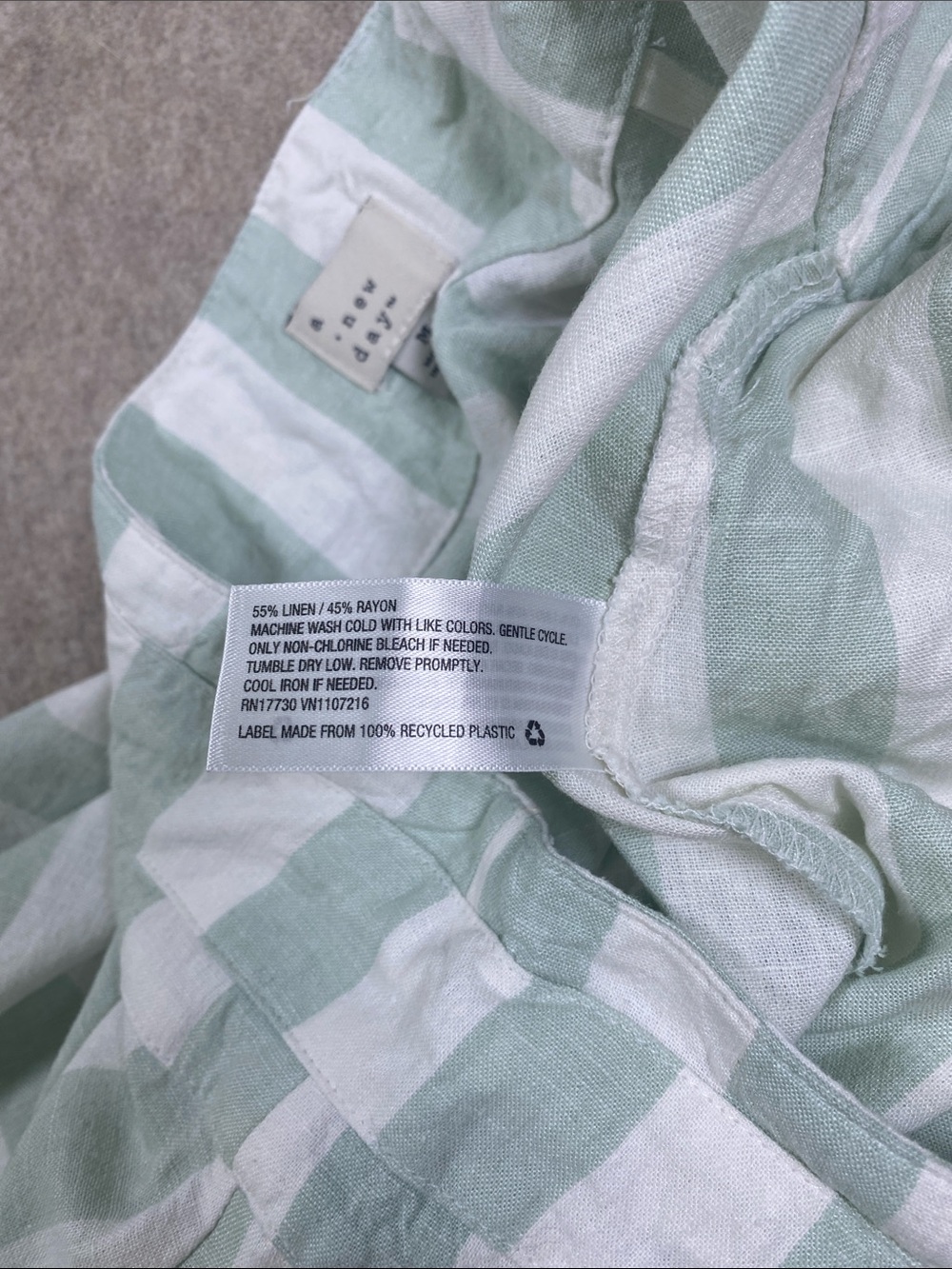 A New Day Linen Blend Striped Button Front Midi Skirt Green White M - Picture 6 of 6